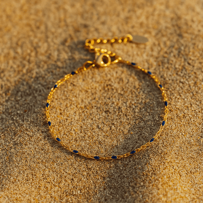 Bracelet Camilla – Perles émaillées bleu & or 14k | L’Atelier de Malte Bleu