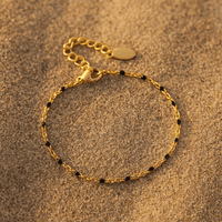 Bracelet Camilla – Perles émaillées bleu & or 14k | L’Atelier de Malte Noir
