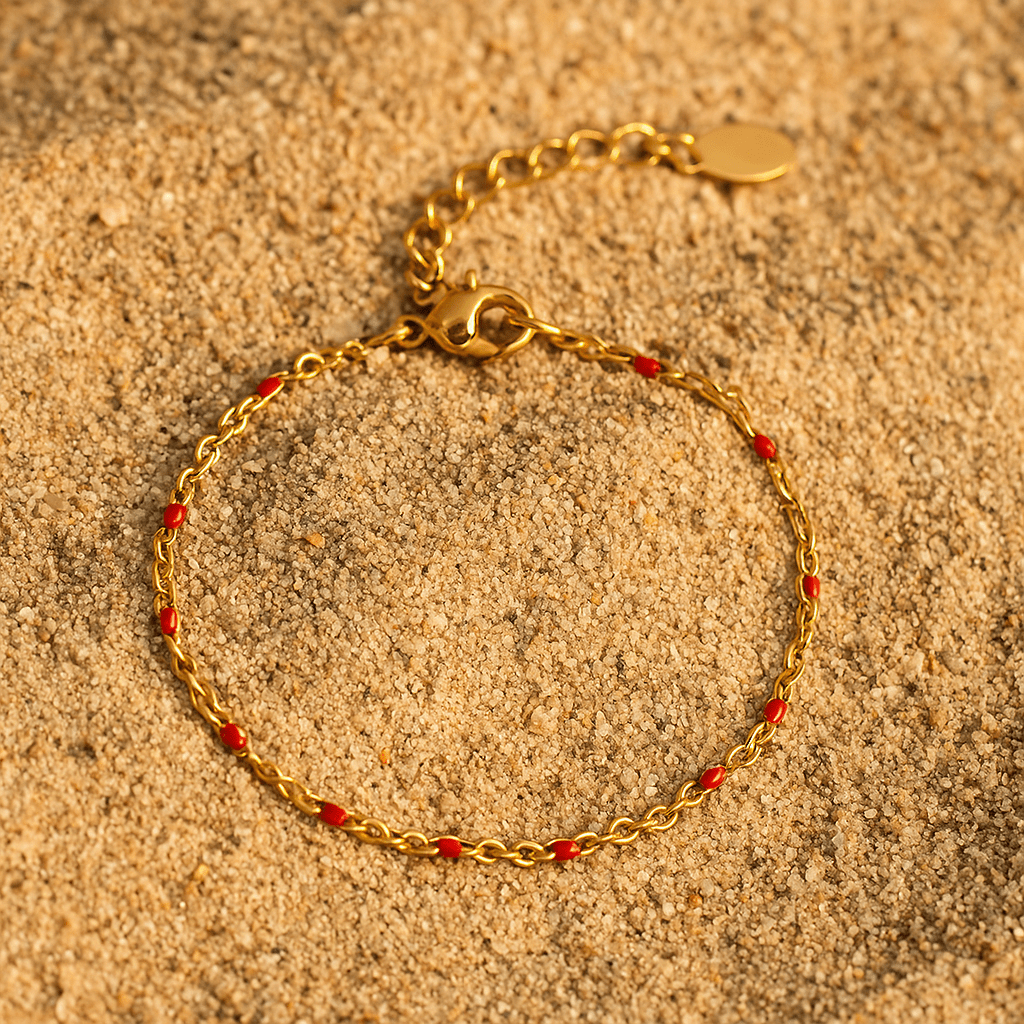 Bracelet Camilla – Perles émaillées bleu & or 14k | L’Atelier de Malte Rouge
