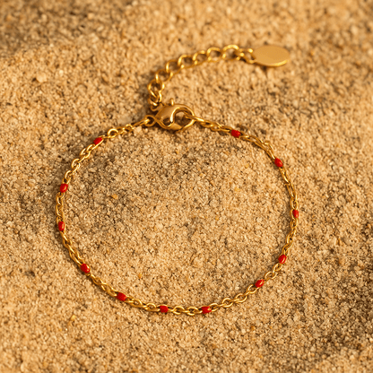 Bracelet Camilla – Perles émaillées bleu & or 14k | L’Atelier de Malte Rouge