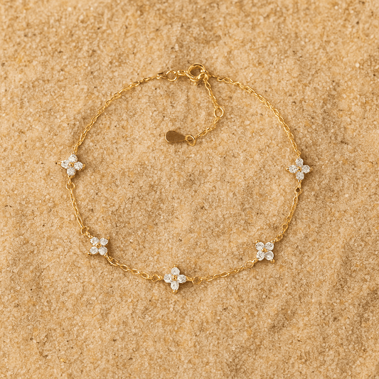 Bracelet Fiori – Bijou floral doré en argent 925 | L’Atelier de Malte Or