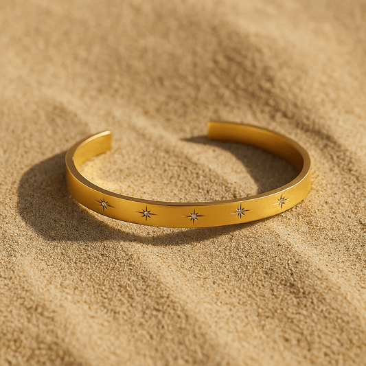 Bracelet Giustizia – Jonc étoilé doré avec pierres | Atelier de Malte