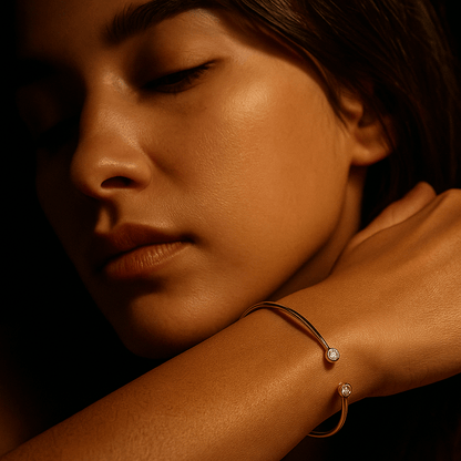 Bracelet – Jonc plaqué or 18 carats & zircons | Tramonto 