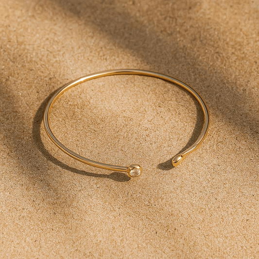 Bracelet – Jonc plaqué or 18 carats & zircons | Tramonto 