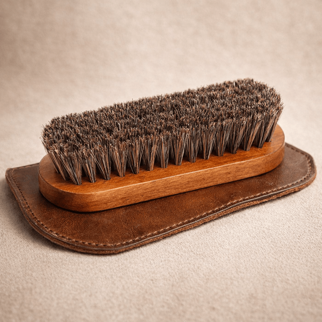 Brosse Entretien Cuir – Bois & Crin de Cheval | L’Atelier de Malte