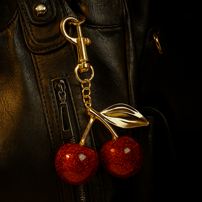 Charm cerise plaqué or – Breloque sac bijou fruité 