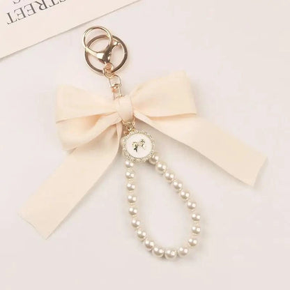 Charm de Sac à main Satin & Perles – Porte-clés Élégant Femme 
