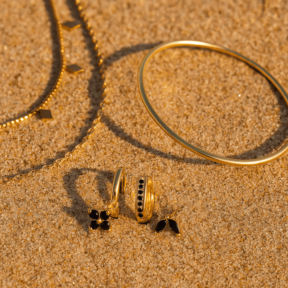 Coffret Famiglia – 3 bijoux dorés 18k | L’Atelier de Malte onyx noir