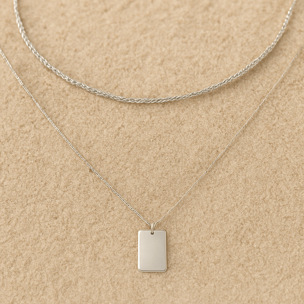 Collier Brillantezza – Double chaîne & pendentif | L’Atelier de Malte Argent