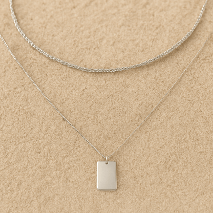 Collier Brillantezza – Double chaîne & pendentif | L’Atelier de Malte Argent