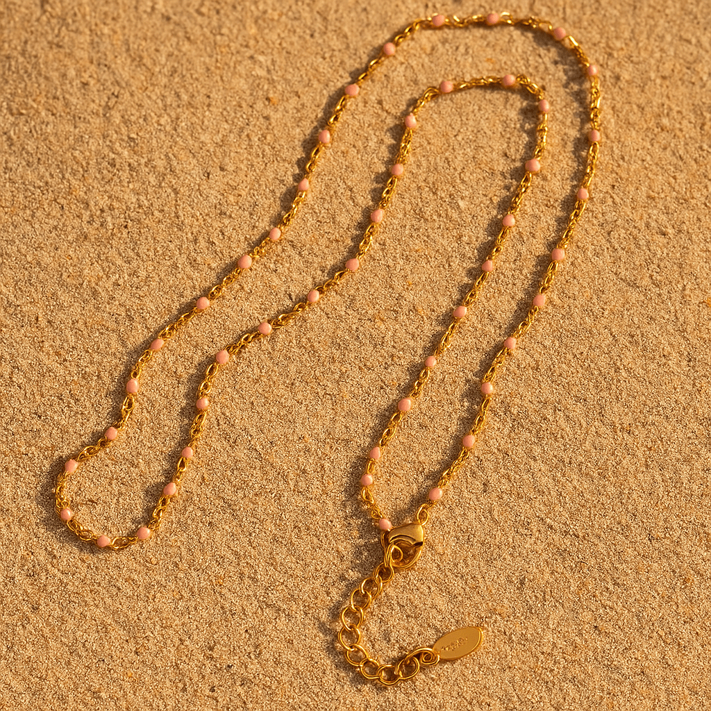 Collier Chaîne dorée & perles émaillées | Camilla L’Atelier de Malte Rose