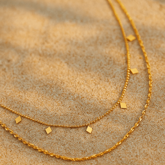 Collier Double rangs plaqué or & pampilles | Paola L’Atelier de Malte