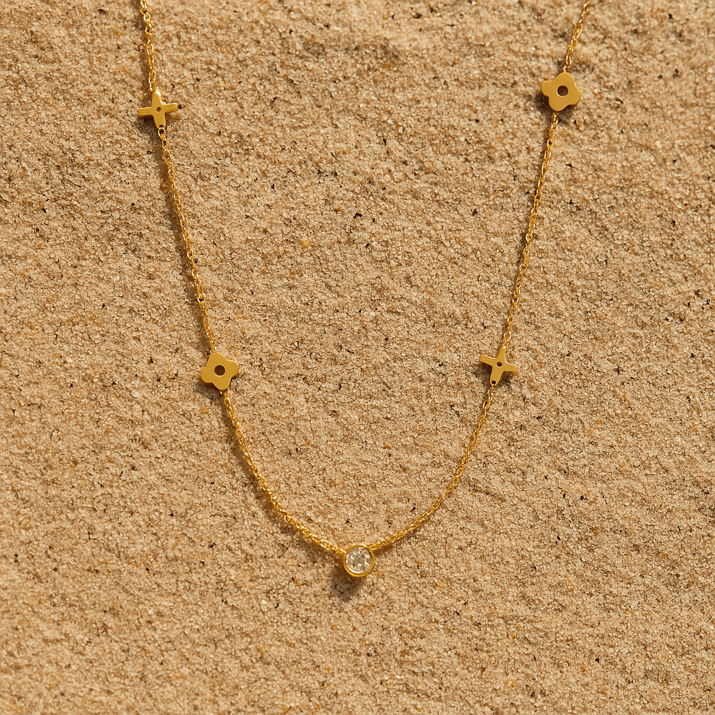 Collier Giardino – Plaqué or 18k & zircon central | L’Atelier de Malte