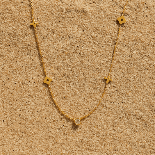 Collier Giardino – Plaqué or 18k & zircon central | L’Atelier de Malte