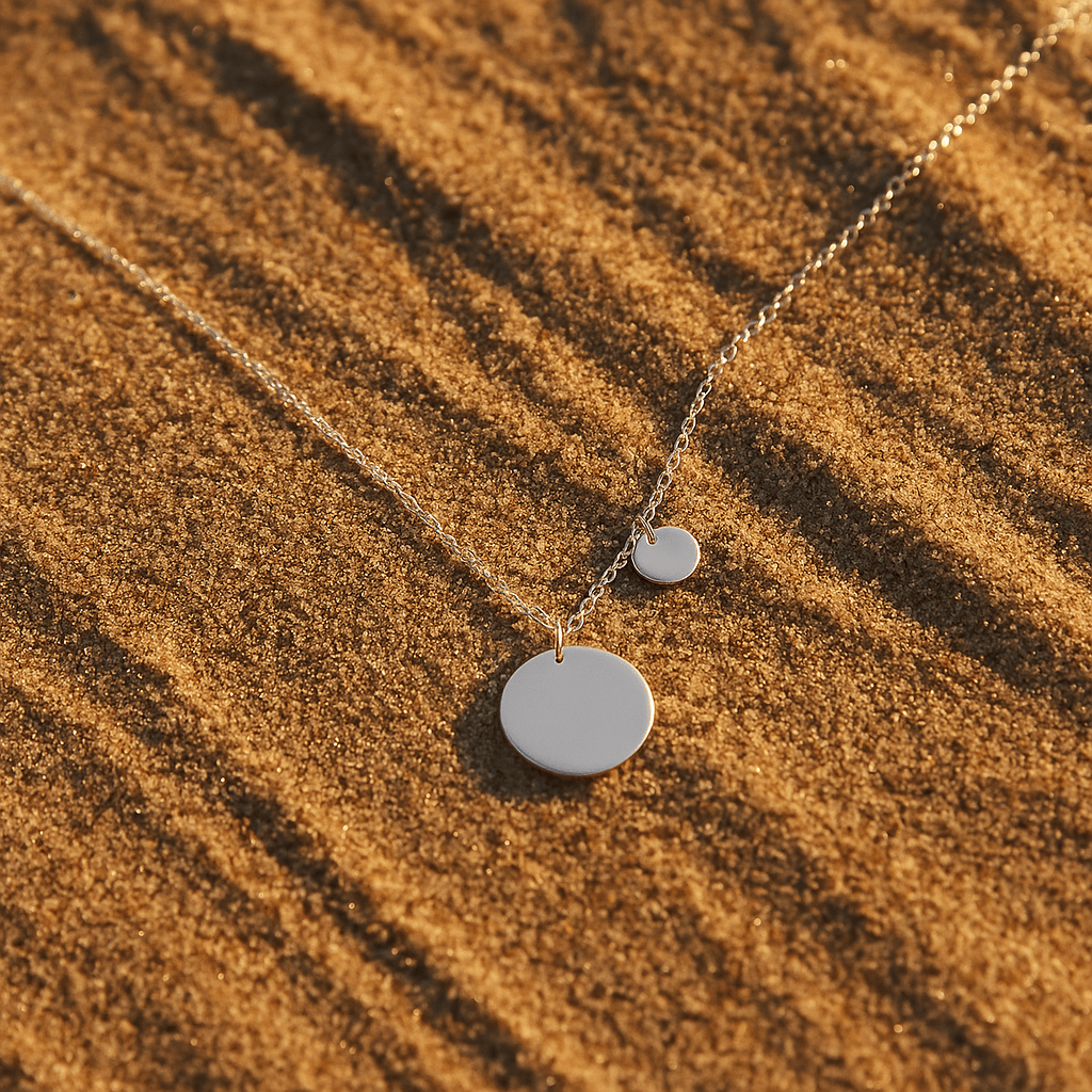 Collier médaillon double femme – Acier argenté | L’Atelier de Malte Argent