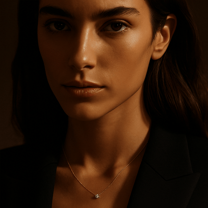 Collier solitaire zircon – Argent 925 & or 18k | L’Atelier de Malte