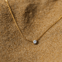 Collier solitaire zircon – Argent 925 & or 18k | L’Atelier de Malte