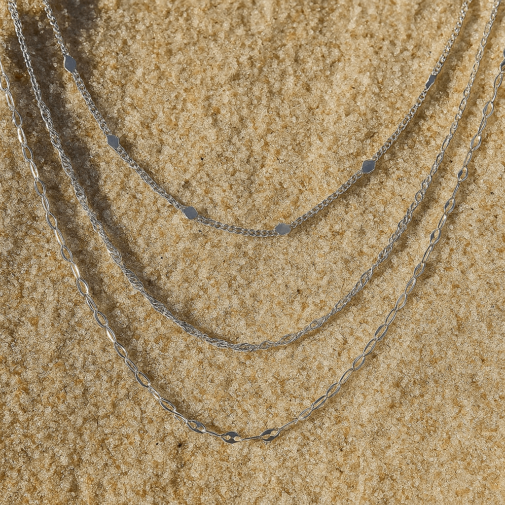 Collier triple rangs plaqué or ajustable – Spontanea Atelier de Malte Argent