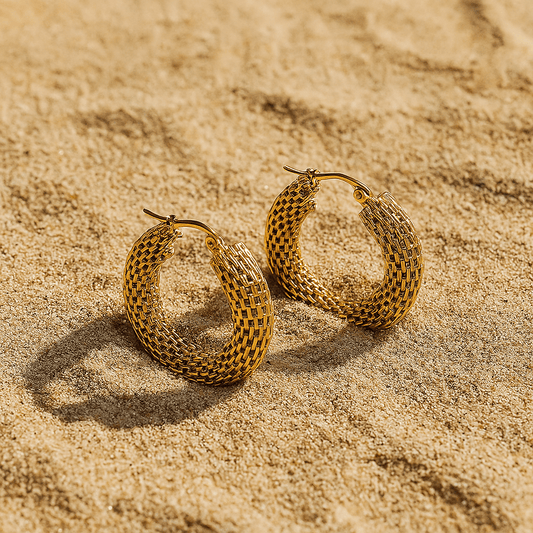 Créoles Albero – Boucles tressées 34 mm or 18K | L’Atelier de Malte