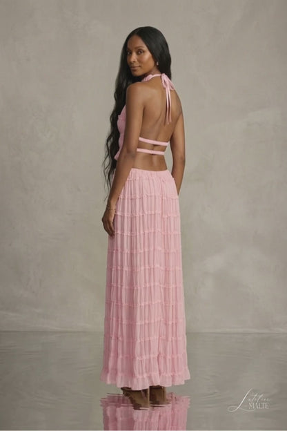 Σετ Olivia - Τοπ Bustier & Midi Φούστα • Ροζ Σκόνη