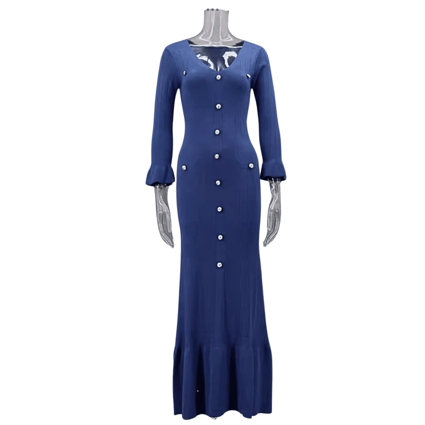 Robe Longue Maëlys – Robe en maille boutonnée femme manches évasées