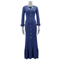 Robe Longue Maëlys – Robe en maille boutonnée femme manches évasées