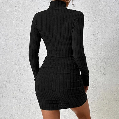 Robe Pull Mila – Col Roulé & Silhouette Sculptée