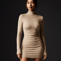 Robe Pull Mila – Robe moulante col roulé femme hiver chic | L’Atelier  Beige / S