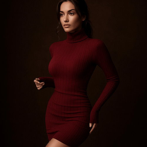 Robe Pull Mila – Robe moulante col roulé femme hiver chic | L’Atelier  Rouge / L