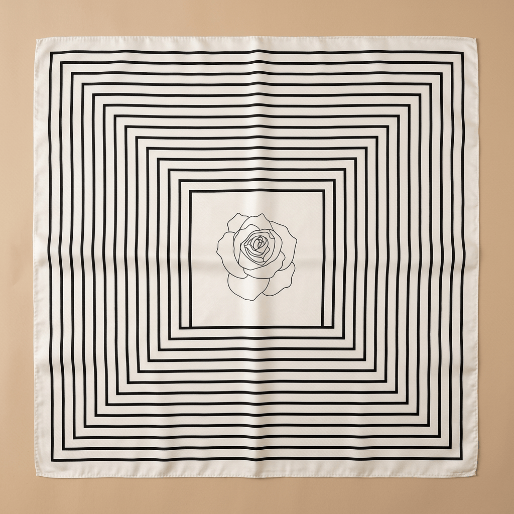 Rosaria - Carré de Soie Lignes & Rose