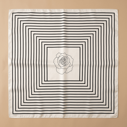 Rosaria - Carré de Soie Lignes & Rose
