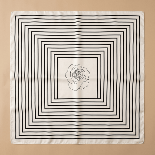Rosaria - Carré de Soie Lignes & Rose