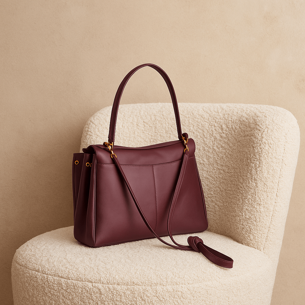 Sac à main femme Moira – Cabas cuir lisse & verrou tourniquet 