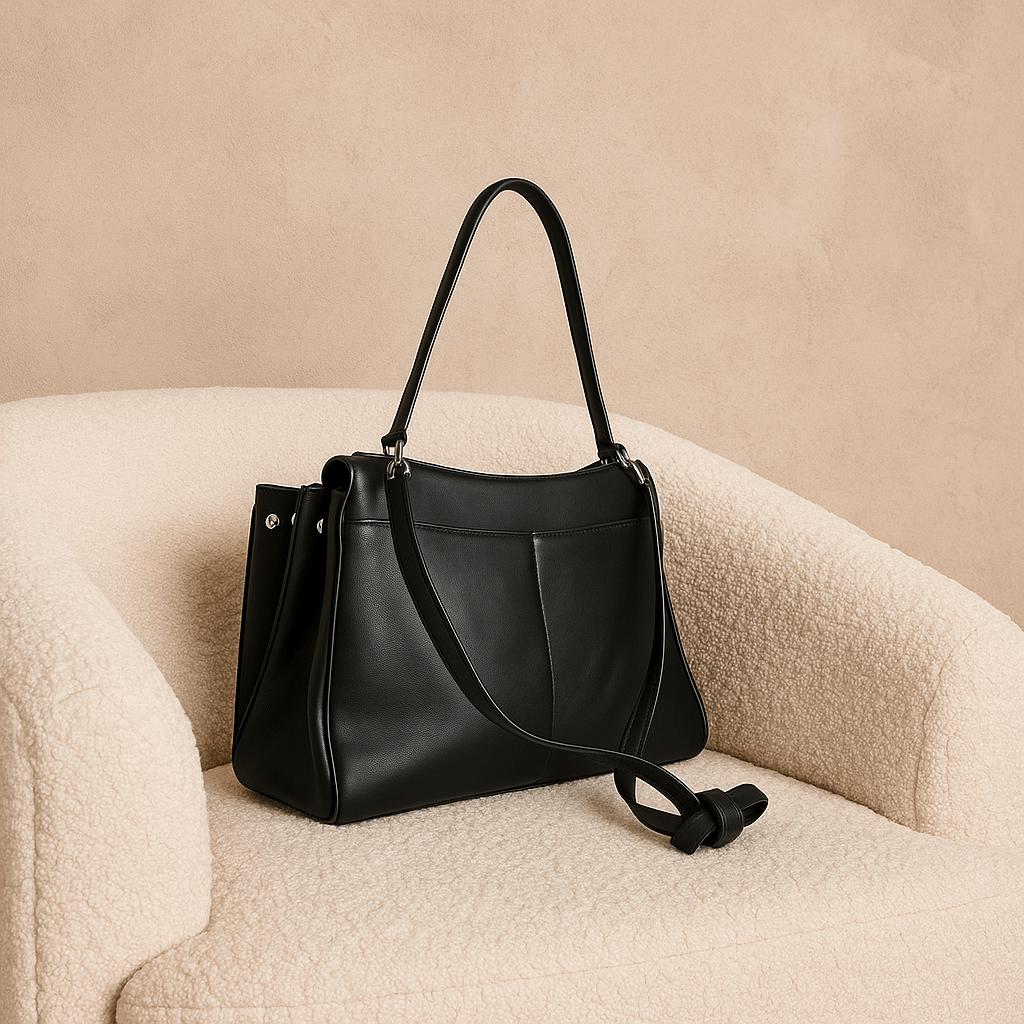 Sac à main femme Moira – Cabas cuir lisse & verrou tourniquet 