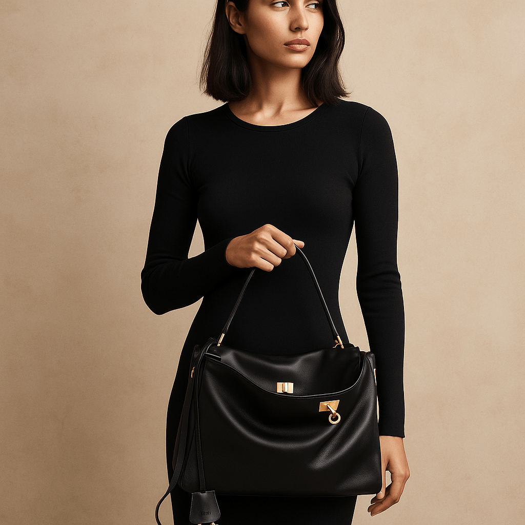 Sac à main femme Moira – Cabas cuir lisse & verrou tourniquet 