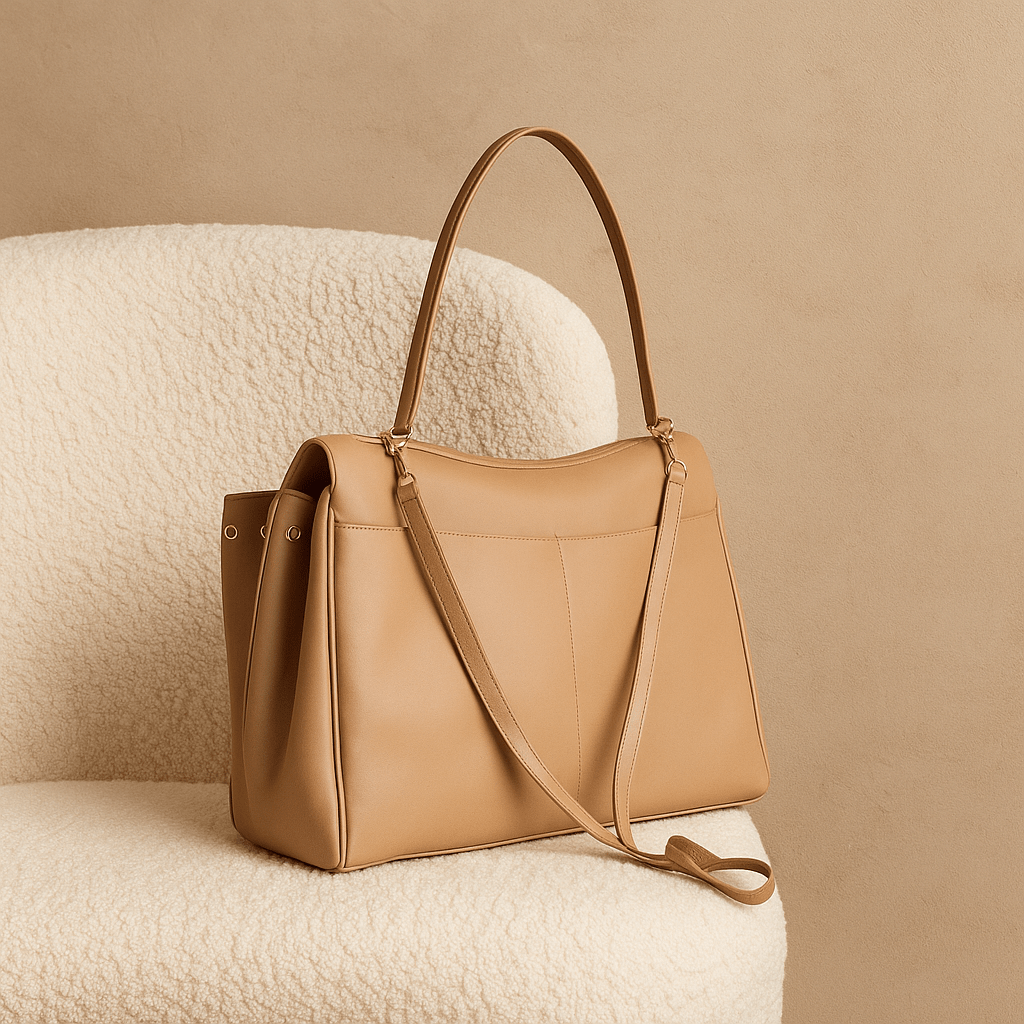 Sac à main femme Moira – Cabas cuir lisse & verrou tourniquet 