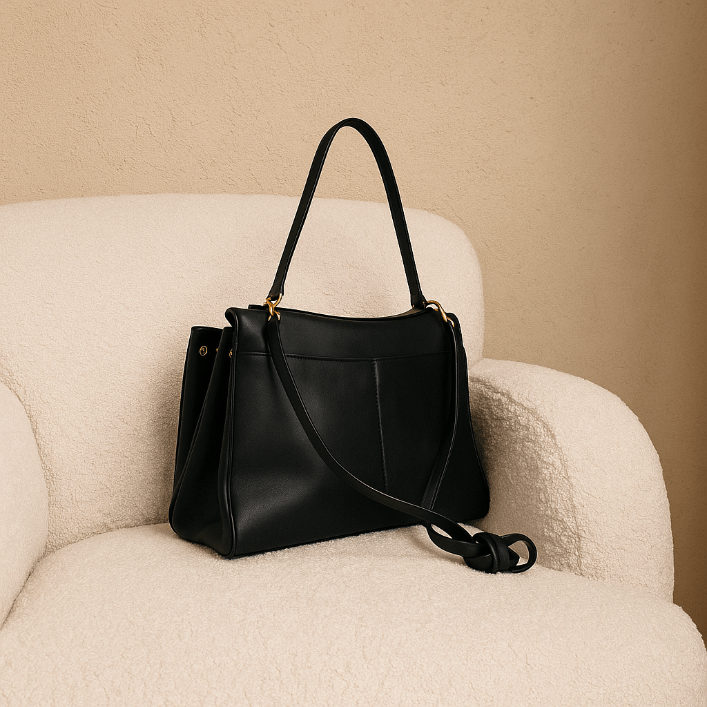 Sac à main femme Moira – Cabas cuir lisse & verrou tourniquet 