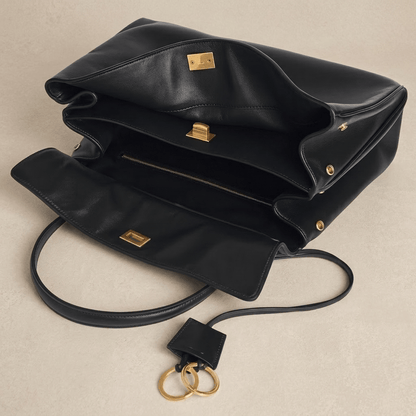 Sac à main femme Moira – Cabas cuir lisse & verrou tourniquet 