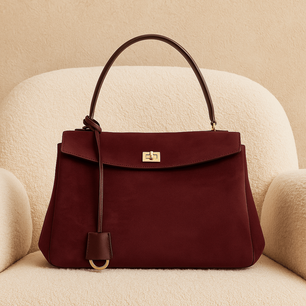Sac à main Moira Chromatica – cabas en daim coloré L’Atelier de Malte Bordeaux