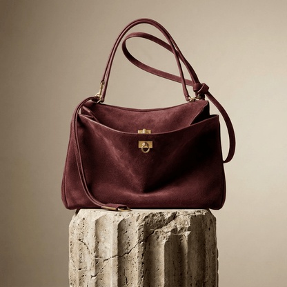 Sac à main Moira Chromatica – cabas en daim coloré L’Atelier de Malte Bordeaux