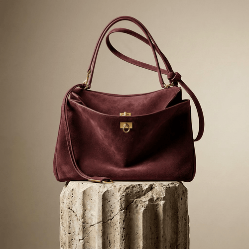 Sac à main Moira Chromatica – cabas en daim coloré L’Atelier de Malte Bordeaux