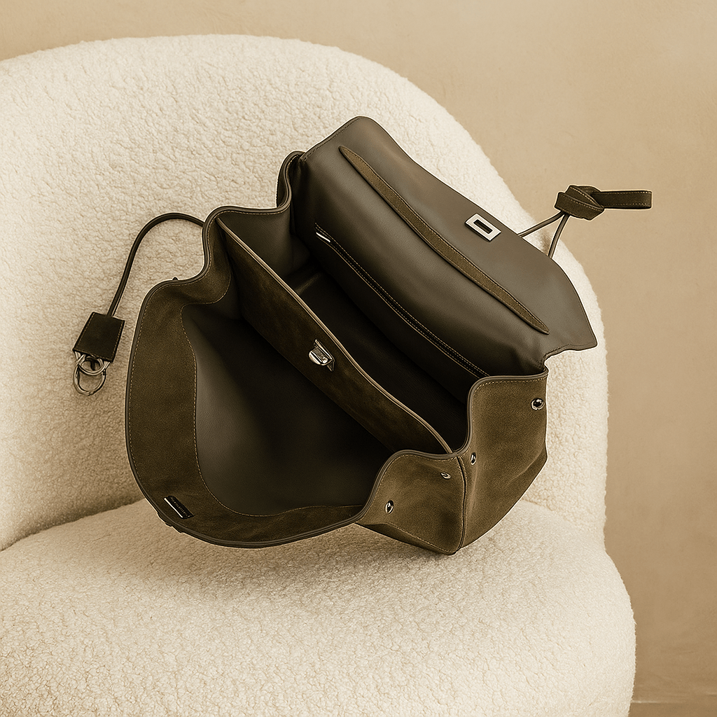 Sac à main Moira Chromatica – cabas en daim coloré L’Atelier de Malte Vert