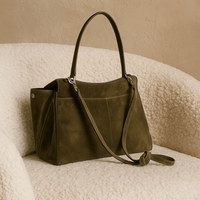 Sac à main Moira Chromatica – cabas en daim coloré L’Atelier de Malte Vert