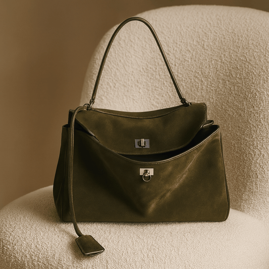 Sac à main Moira Chromatica – cabas en daim coloré L’Atelier de Malte Vert