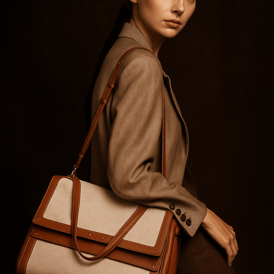 Sac à main Siena – cuir nappa & toile déperlante | L’Atelier de Malte