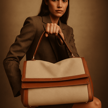 Sac à main Siena – cuir nappa & toile déperlante | L’Atelier de Malte Marron