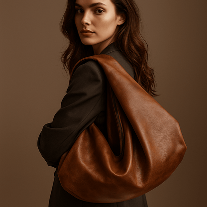 Sac à main Terra – grand hobo souple zippé | L’Atelier de Malte Marron