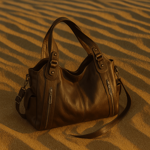 Sac Iséa – Cabas vegan 40cm avec anses & poches zippées | L’Atelier de Malte Dark coffee