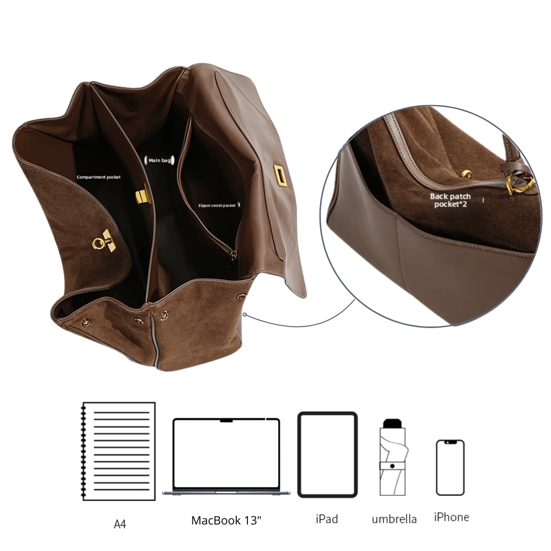 Sac Moira – Cabas daim véritable & intérieur cuir | L’Atelier de Malte