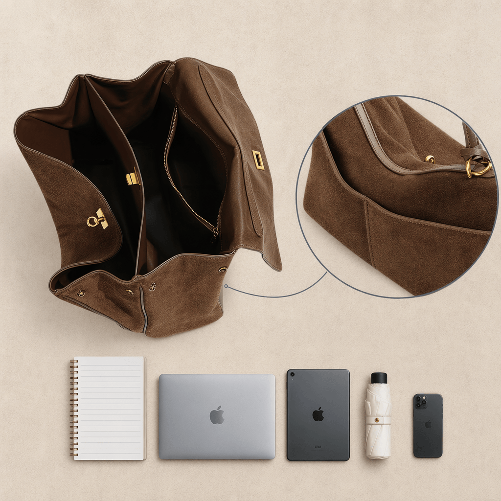 Sac Moira – Cabas daim véritable & intérieur cuir | L’Atelier de Malte